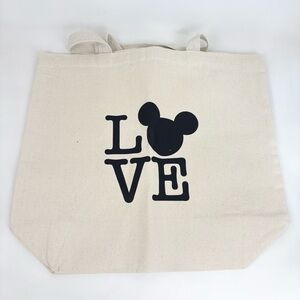 NWOT Disney's Mickey Mouse ''Love'' Canvas Tote New Without Tags